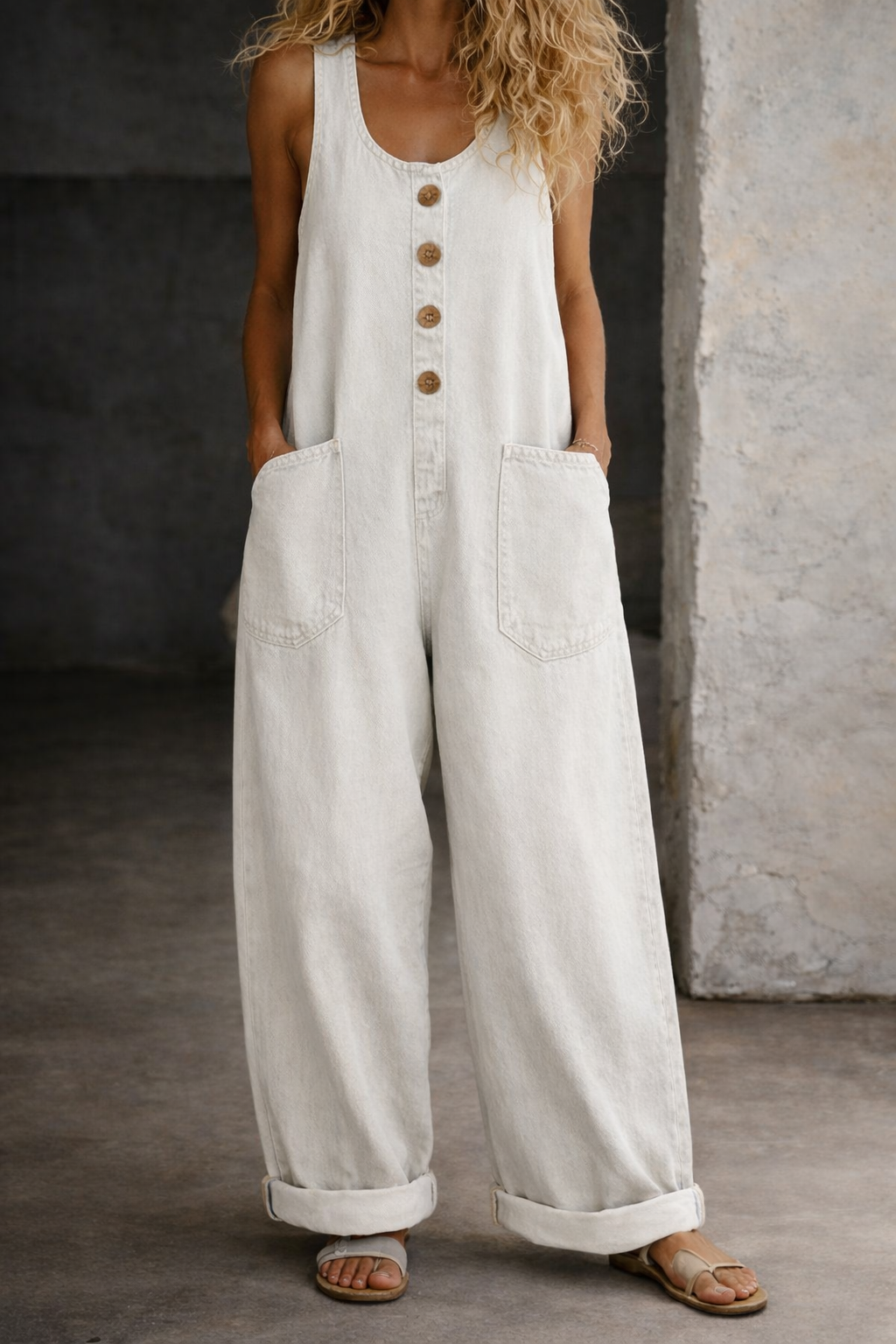 Salome | Peto De Denim De Algodón Con Lavado Vintage