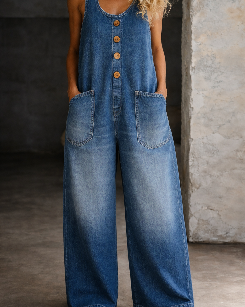 Salome | Peto De Denim De Algodón Con Lavado Vintage