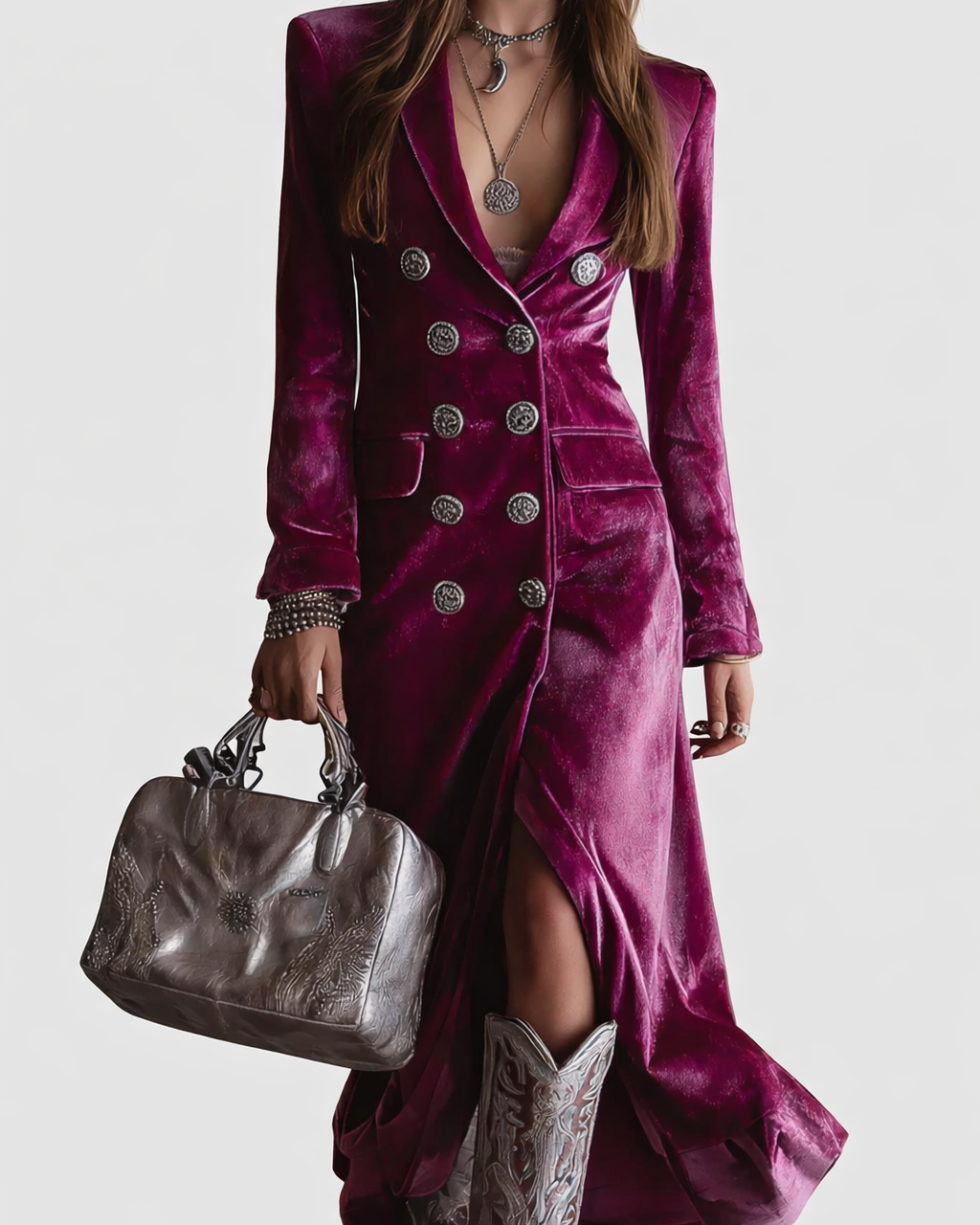 Vera | Vestido Blazer de Terciopelo Maxi