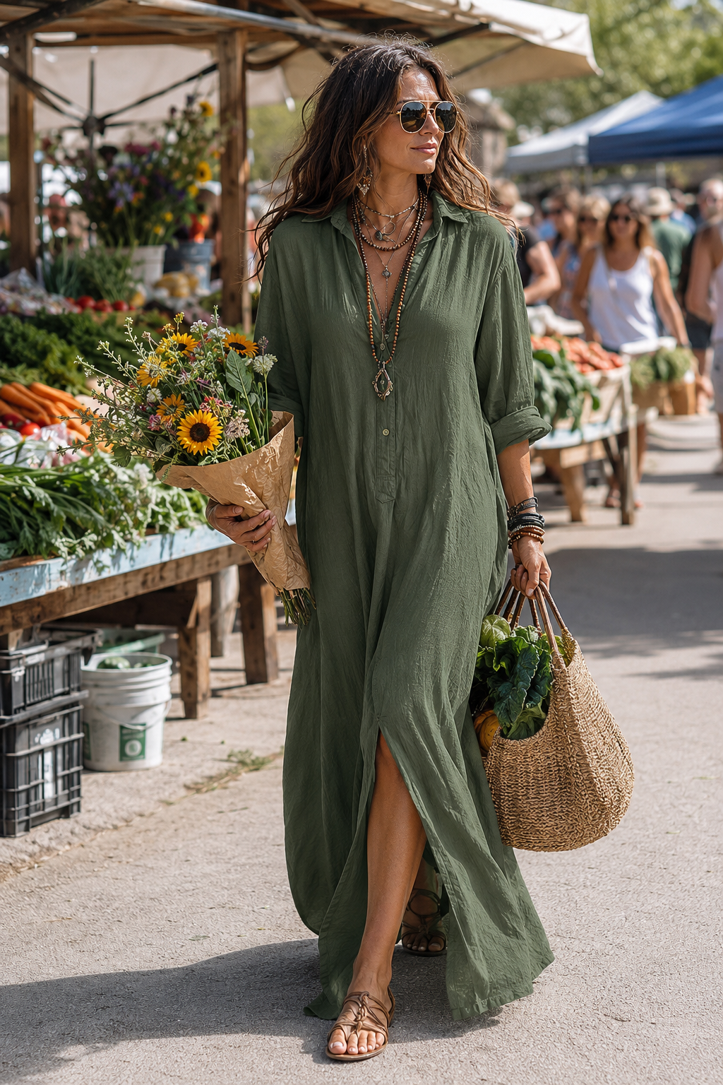 Vestido Maxi con Silueta Halagadora para Mujeres