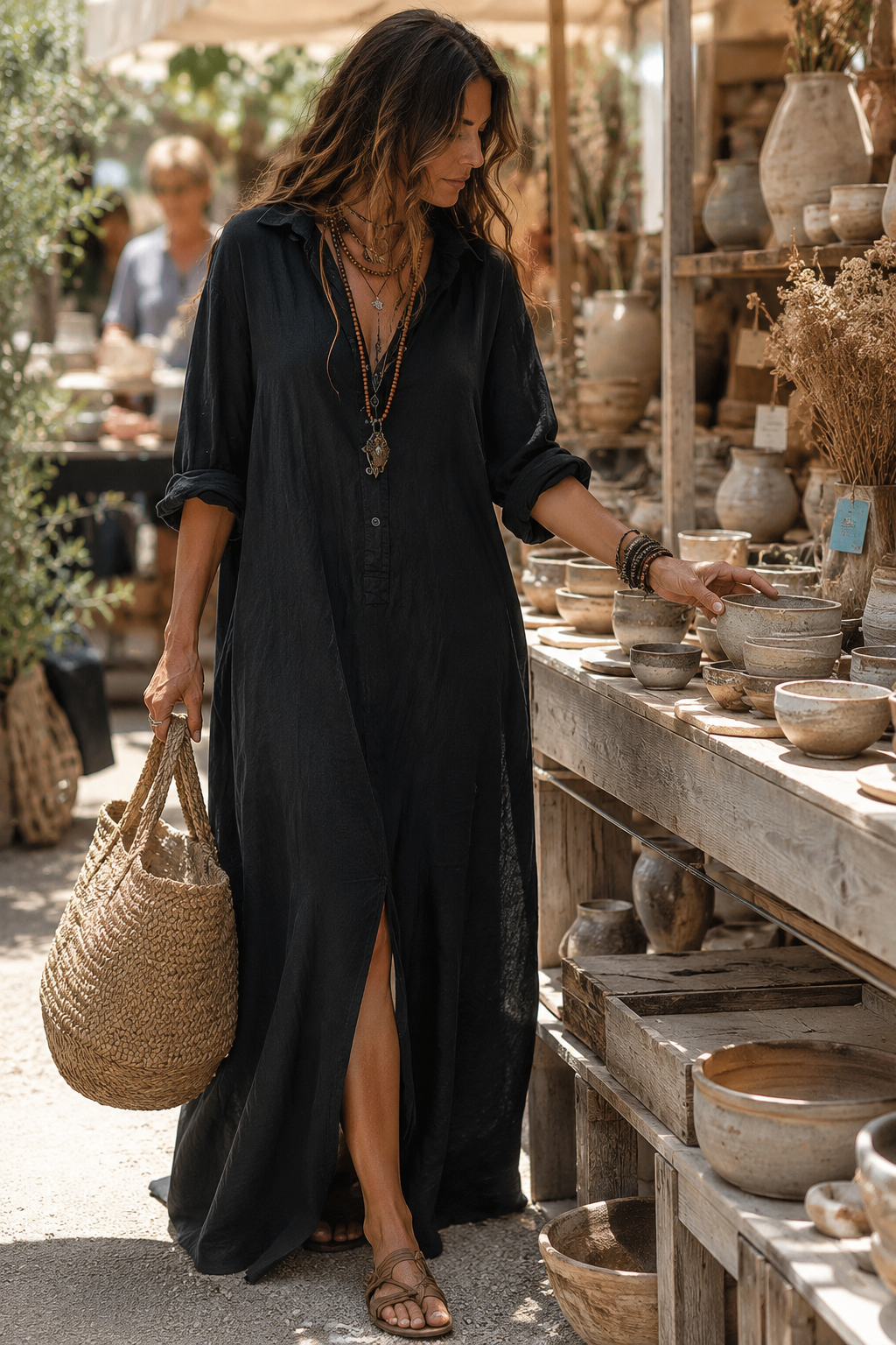 Vestido Maxi con Silueta Halagadora para Mujeres