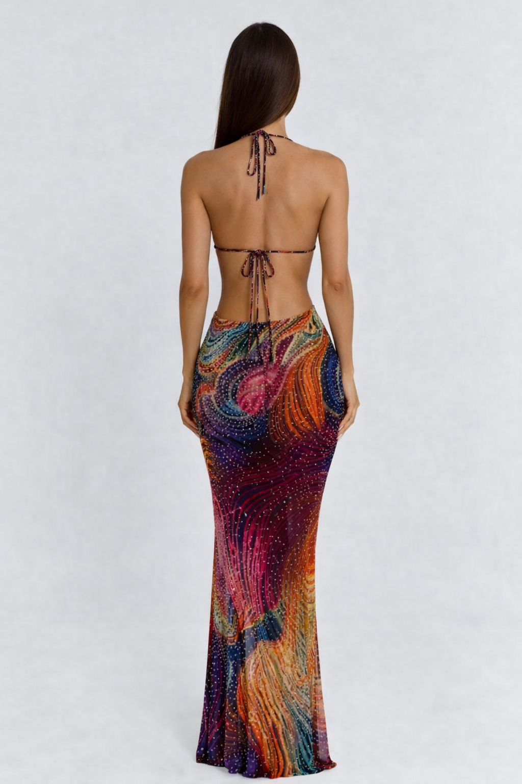 Vestido Maxi Esmeralda con Cristales