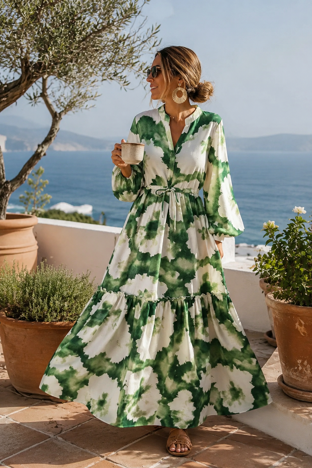 Vestido Maxi de Cintura Ajustable con Flujo Acampanado para Mujeres