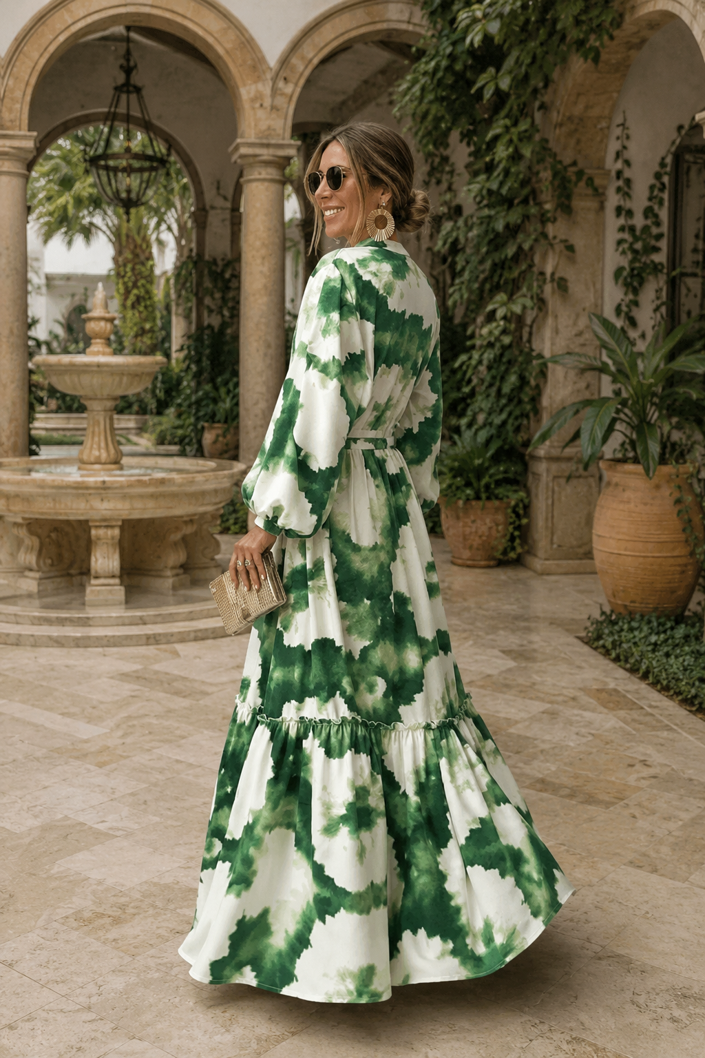 Vestido Maxi de Cintura Ajustable con Flujo Acampanado para Mujeres