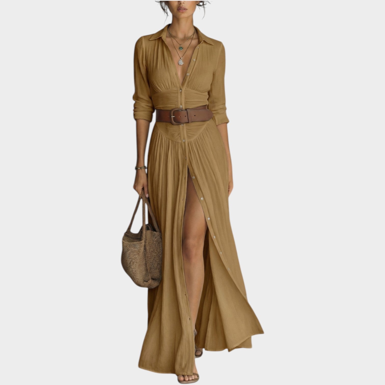 Vestido Camisa Maxi de Botones