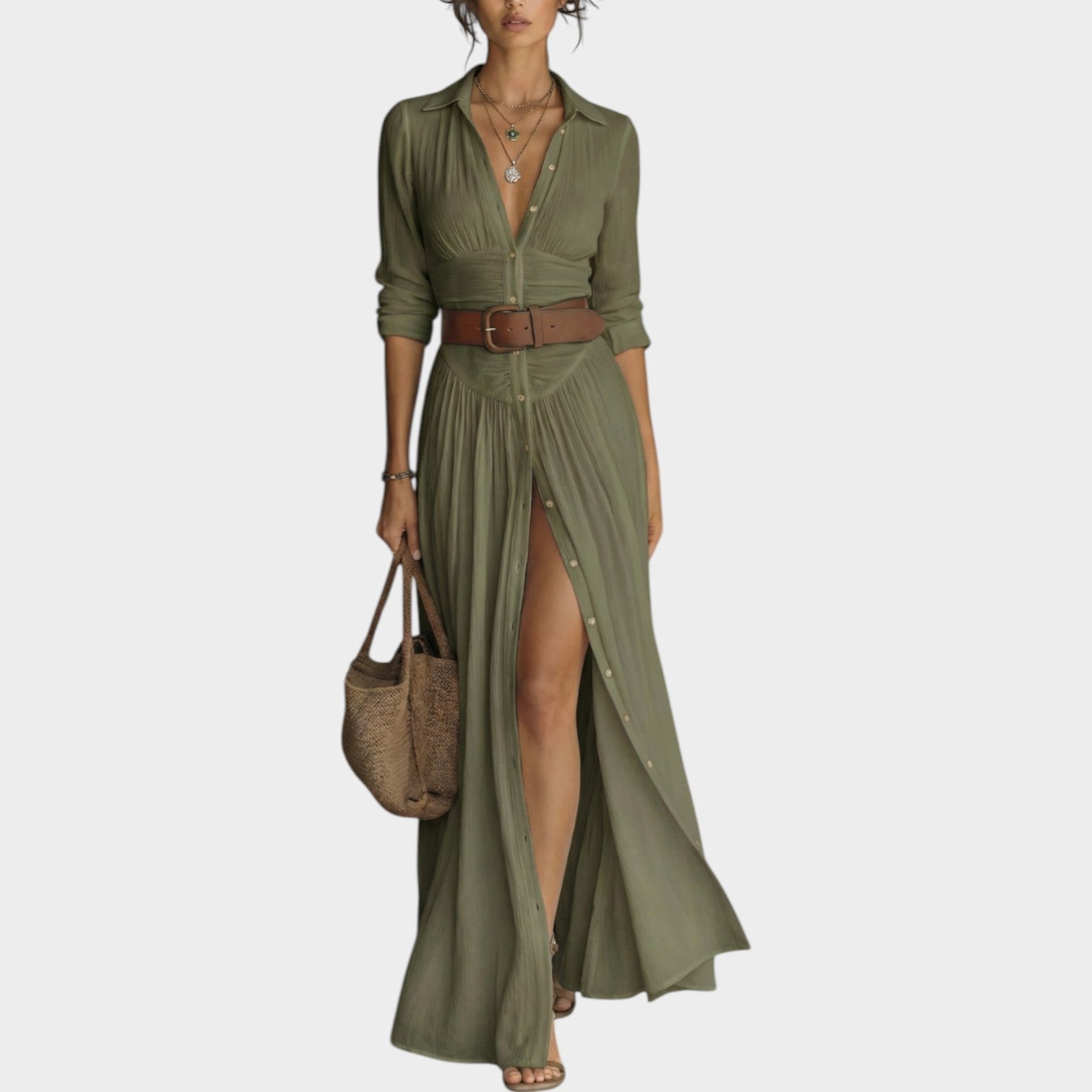Vestido Camisa Maxi de Botones