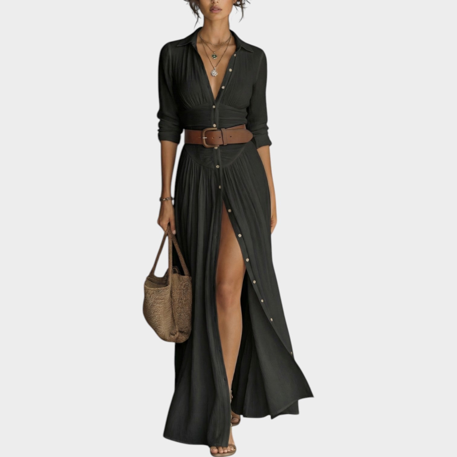 Vestido Camisa Maxi de Botones