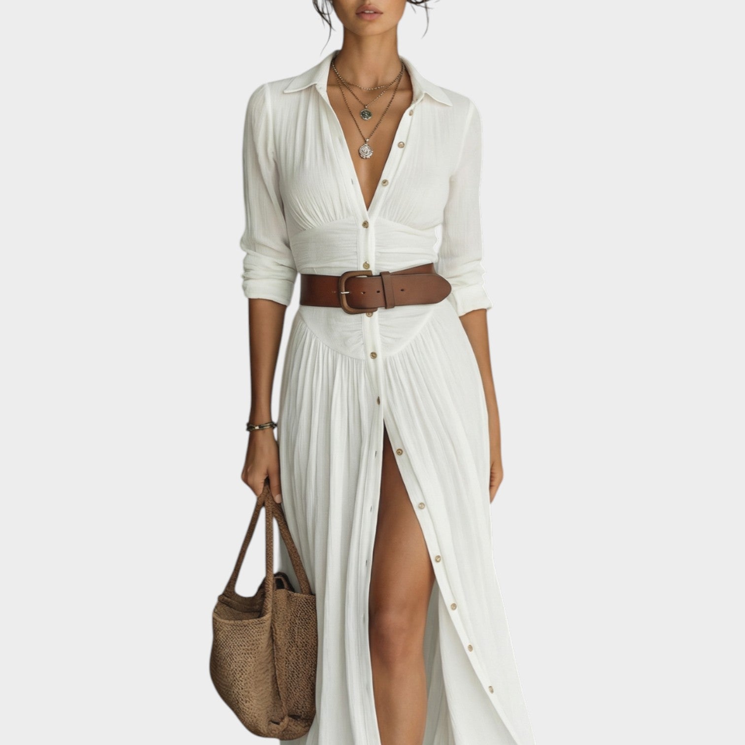 Vestido Camisa Maxi de Botones
