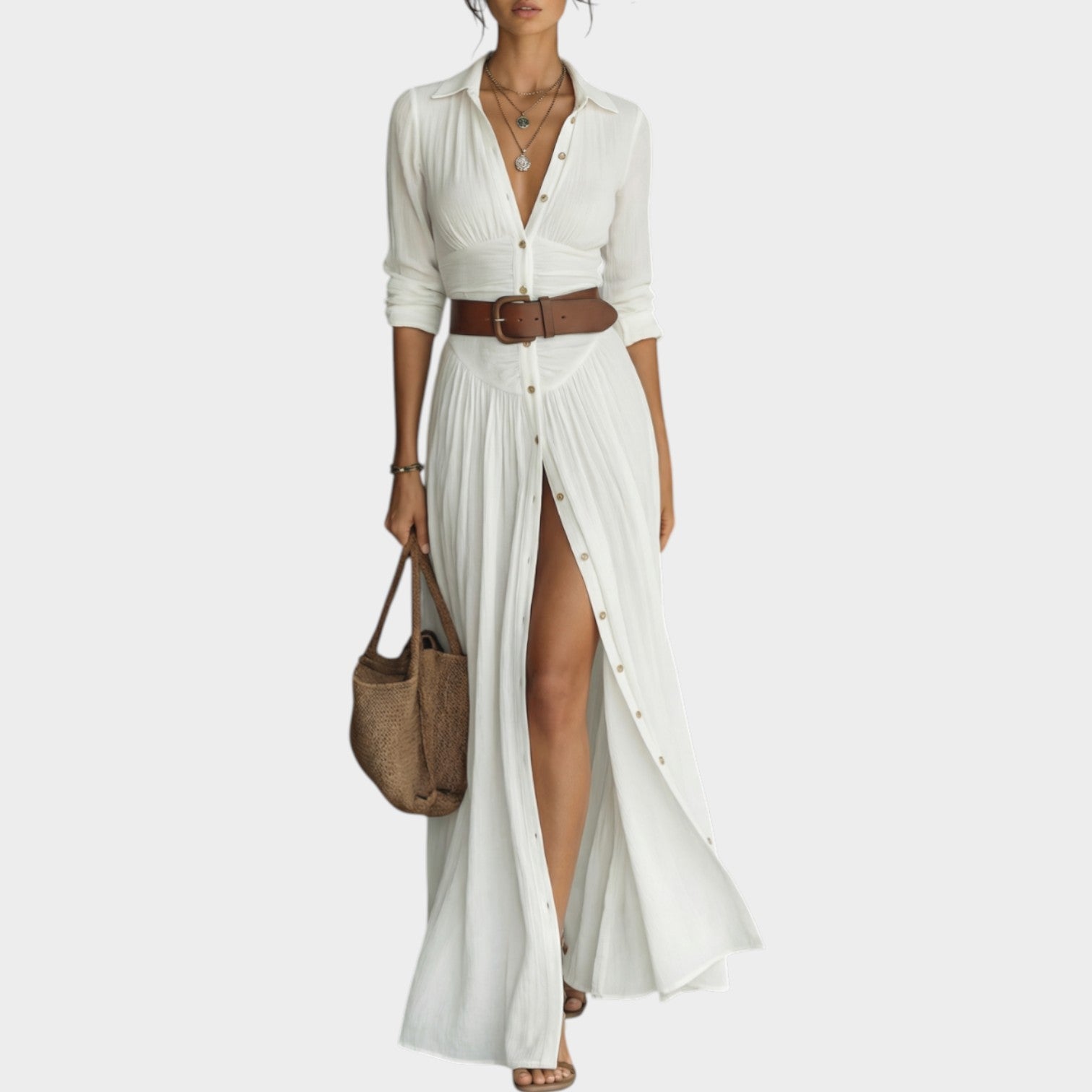 Vestido Camisa Maxi de Botones