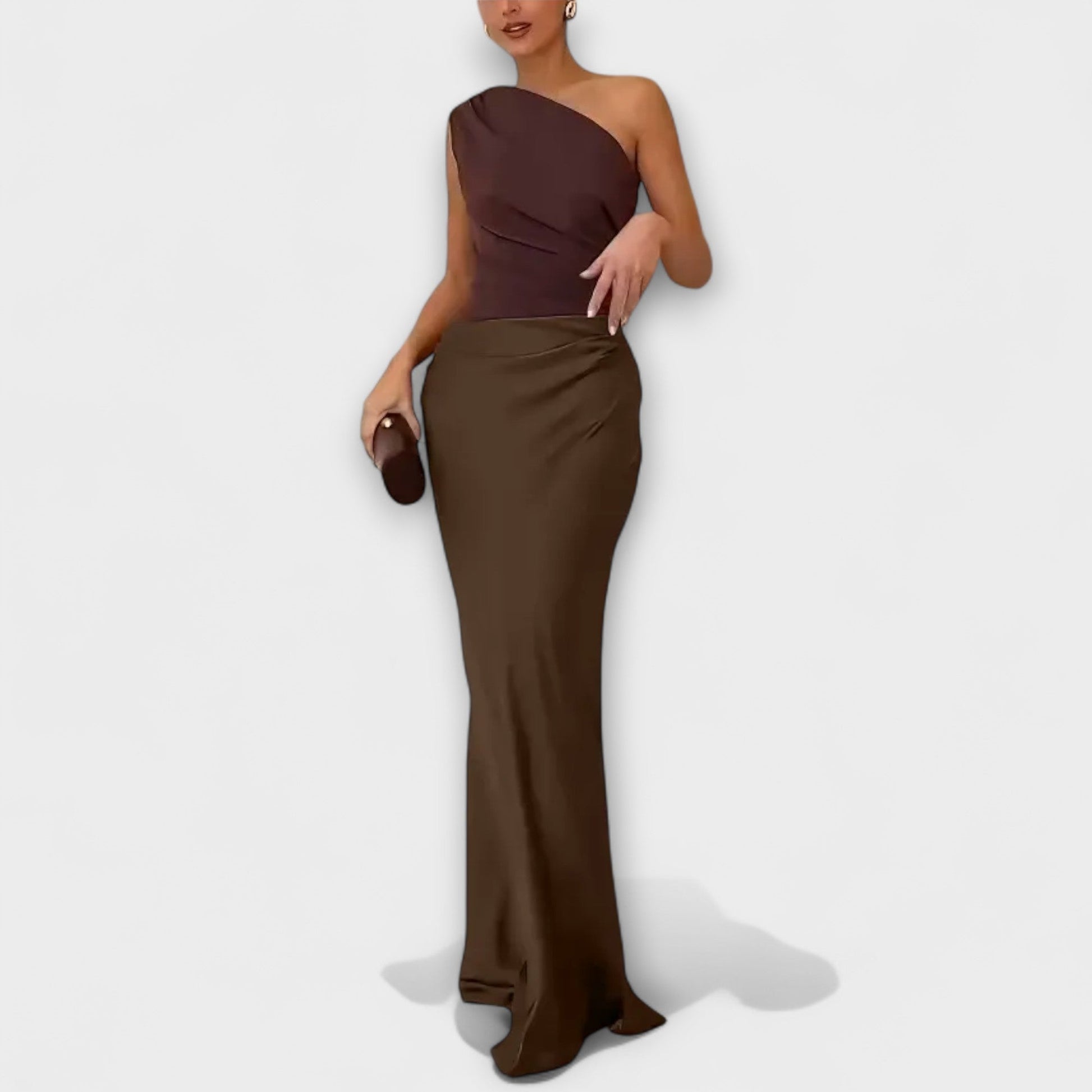 Vestido Maxi con Un Hombro