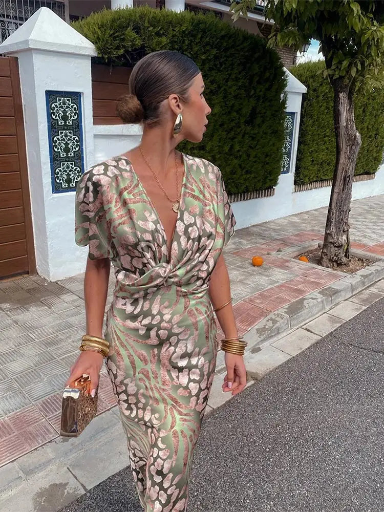 Clarandra | Vestido Midi Cobrizo