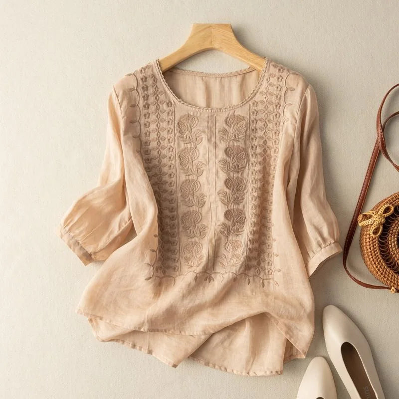 Zorione | Blusa veraniega chic con bordados para mujer