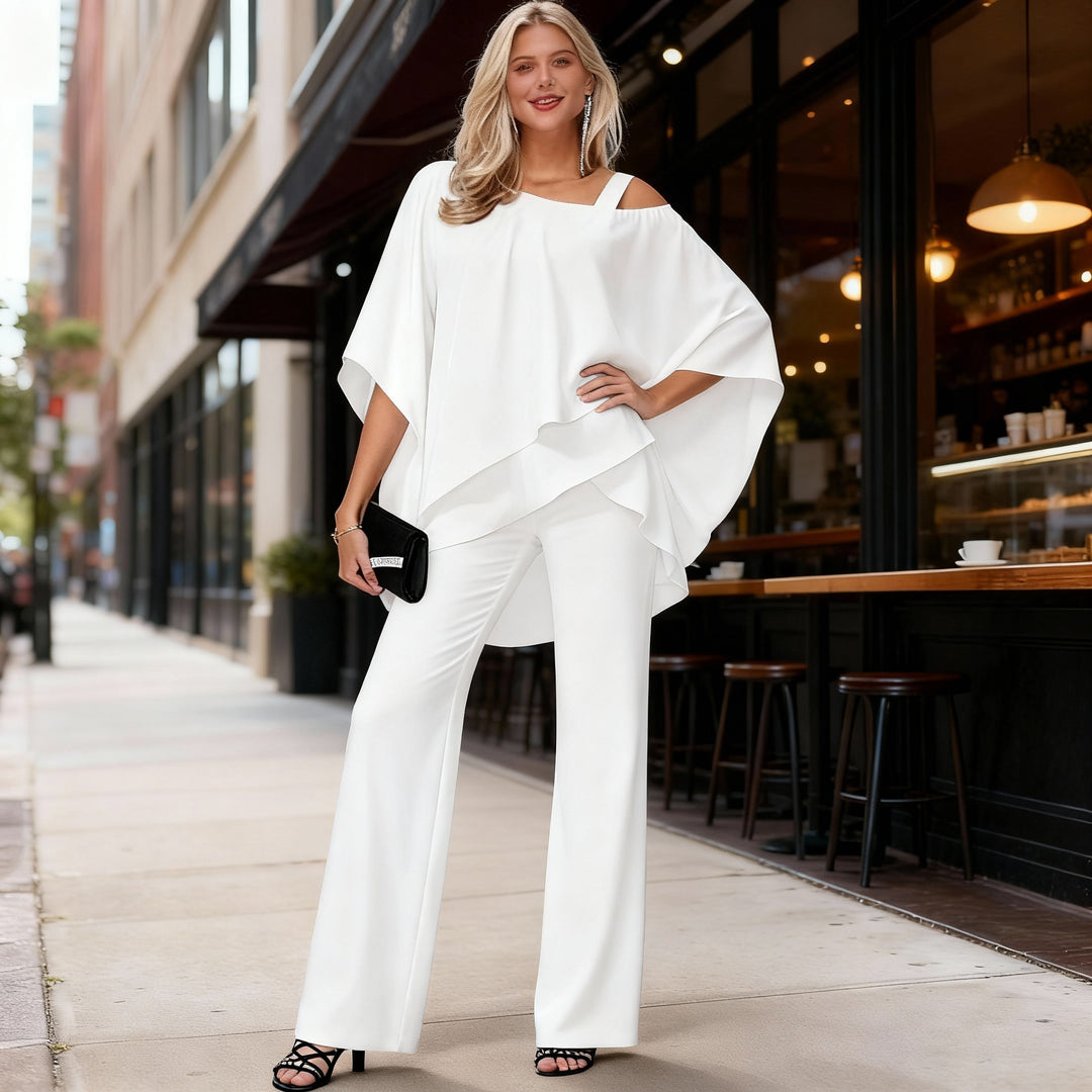 Casimira | Conjunto moderno para mujer con top en capas y pantalones anchos | Refinado
