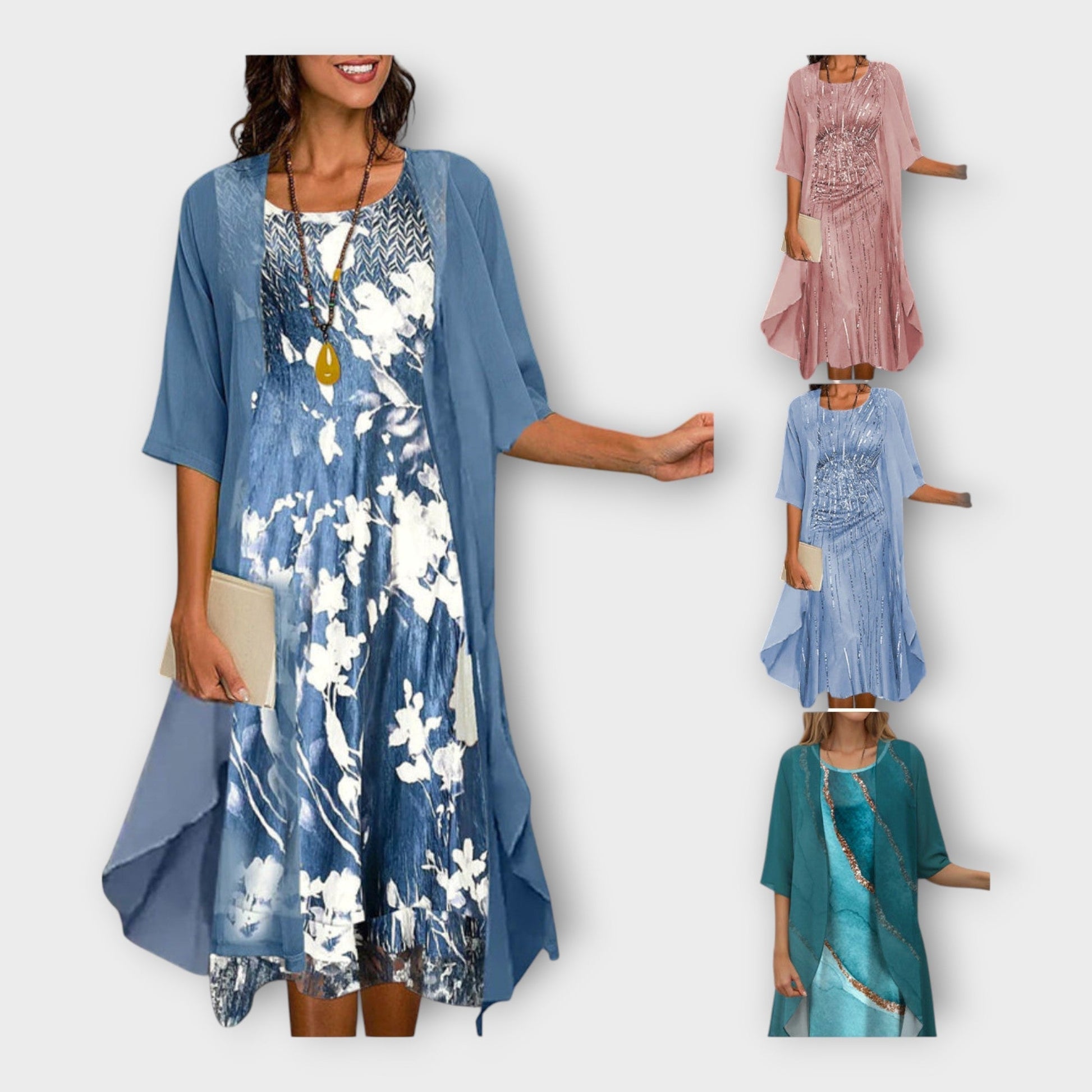 Vestido Aireado con Chaqueta Exterior y Patrones