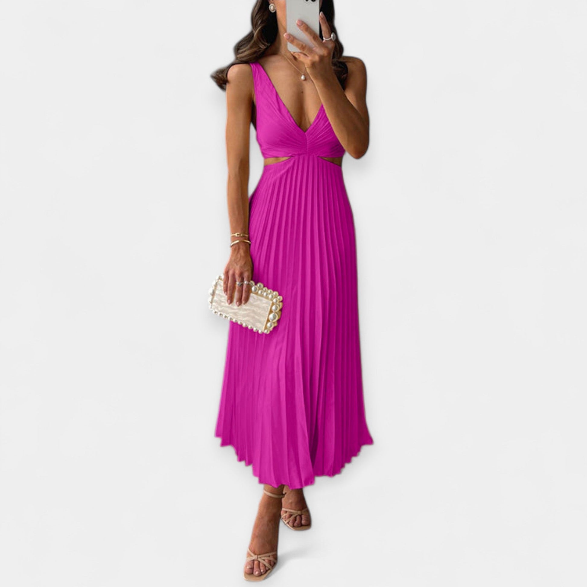 Vestido Maxi con Diseño Plisado