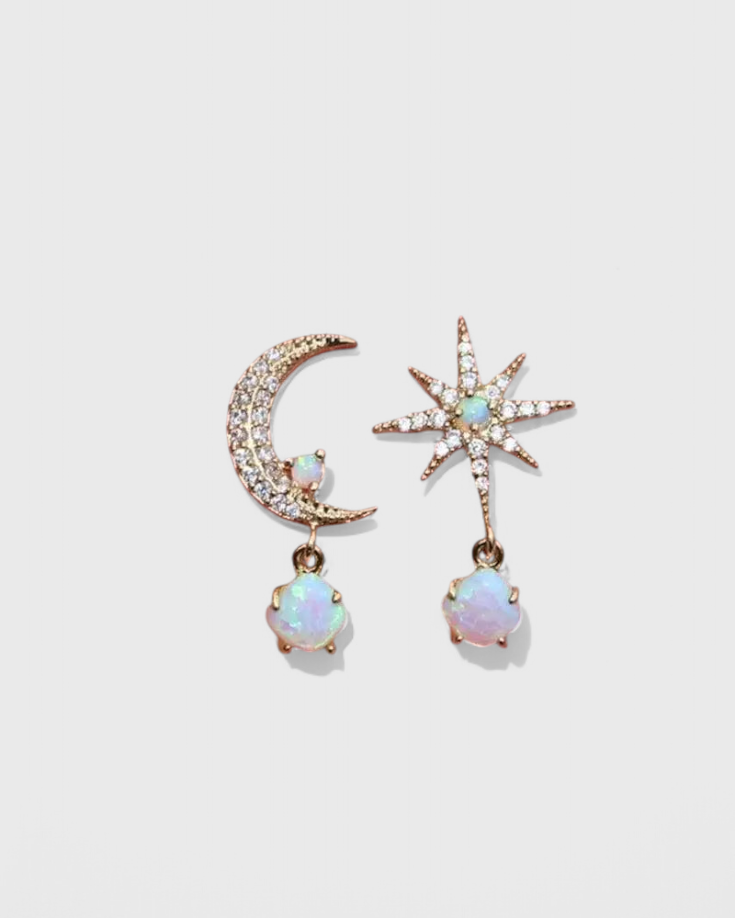 Pendientes de Luna y Estrella en Oro