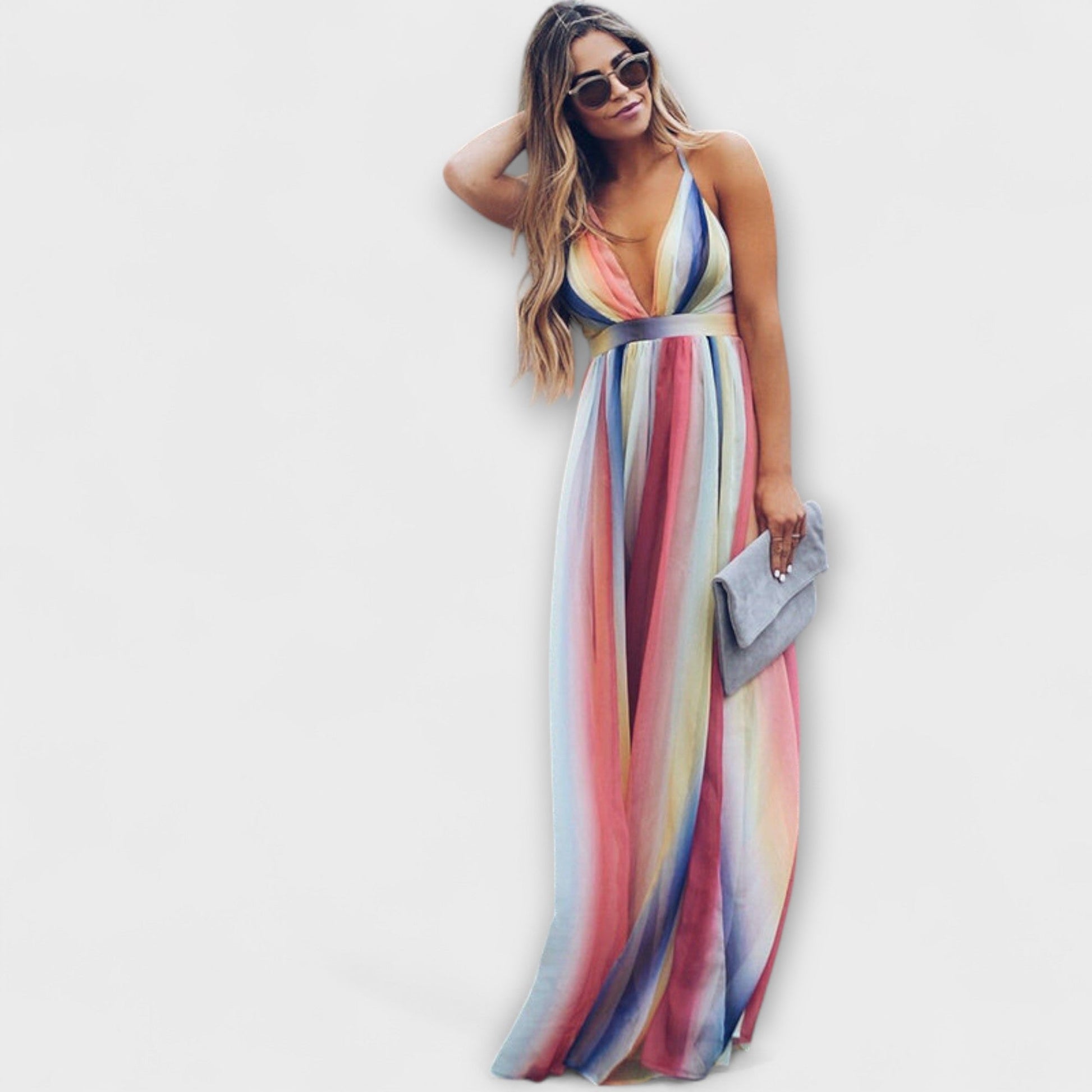Ropa de Mujer Rayada Multicolor con Escote en V
