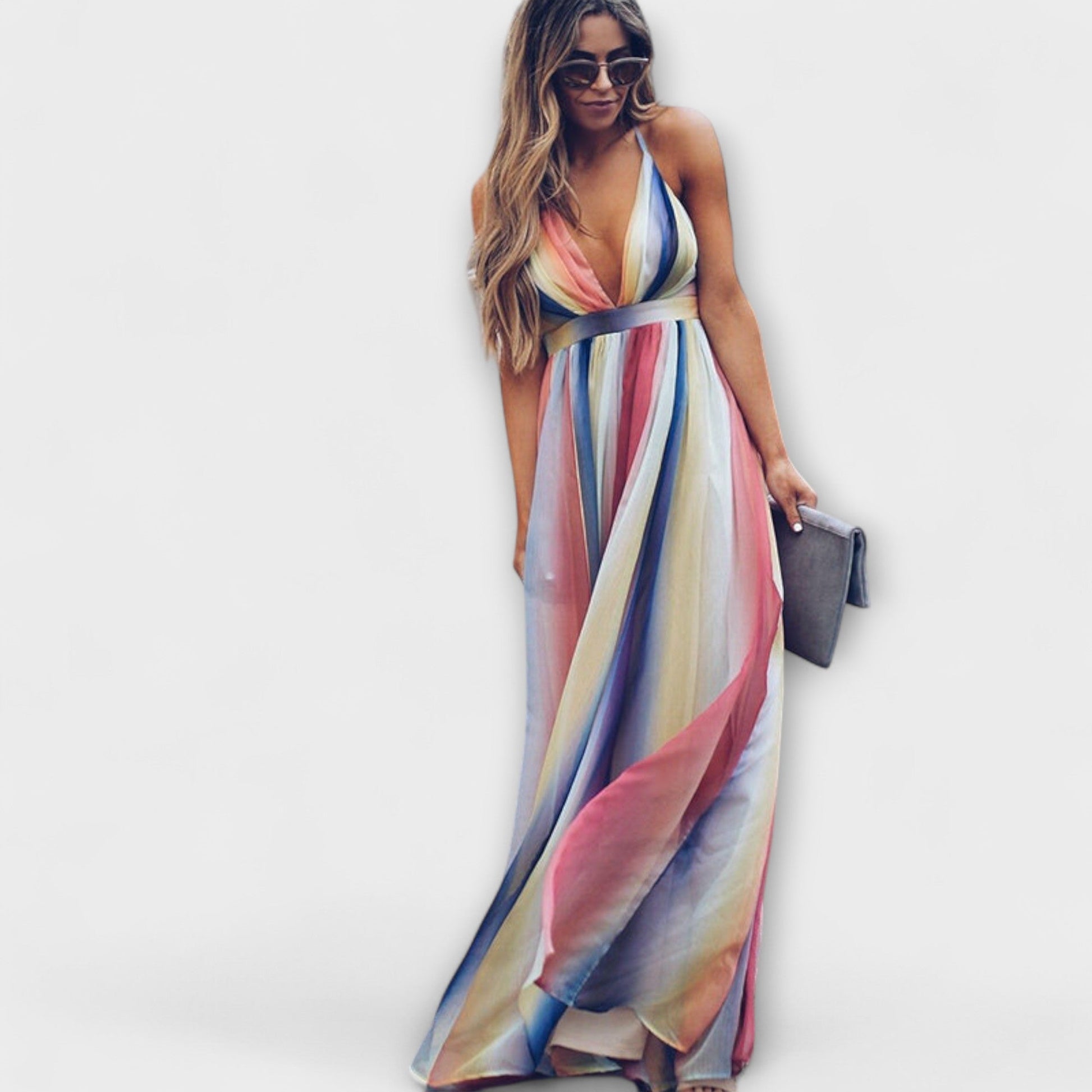 Ropa de Mujer Rayada Multicolor con Escote en V