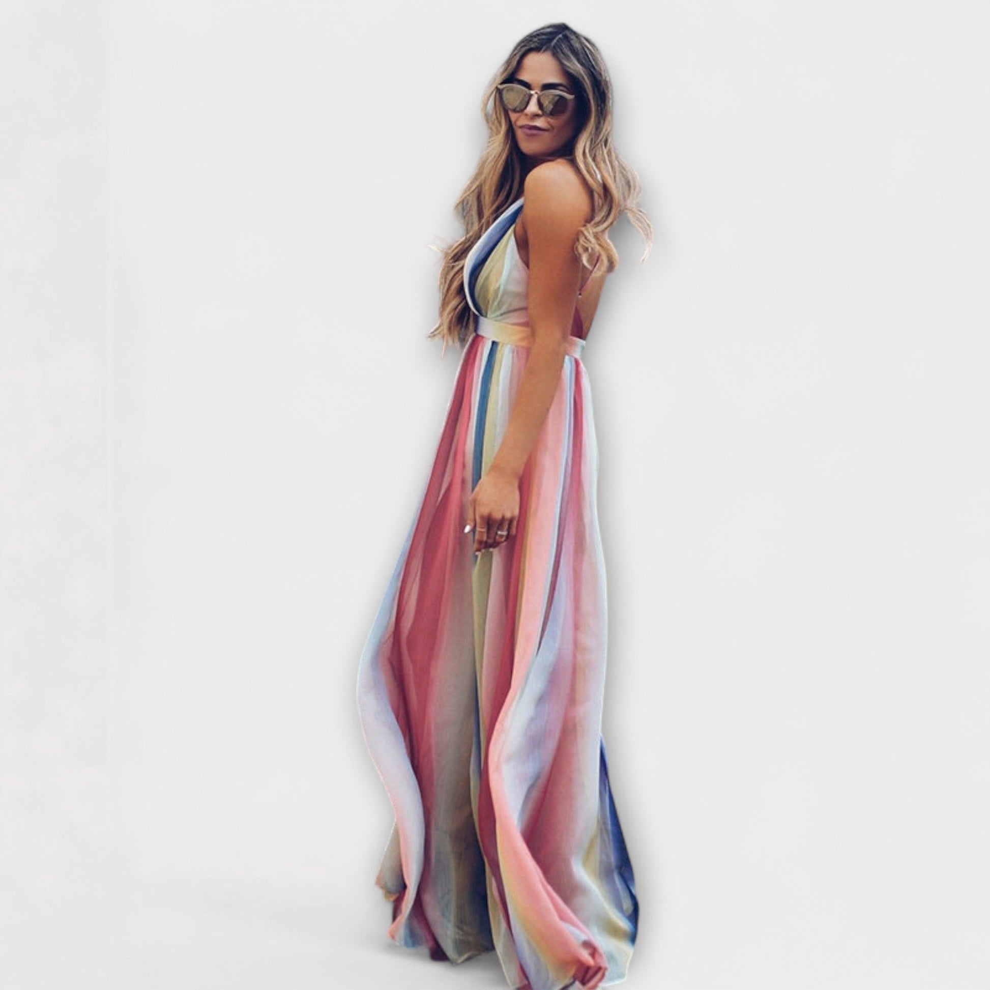 Ropa de Mujer Rayada Multicolor con Escote en V