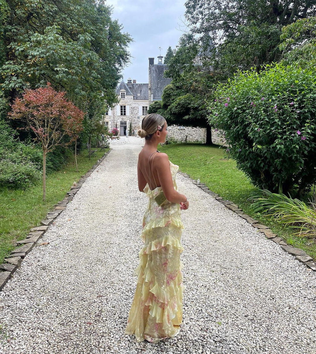 Julie - Vestido Maxi con Volantes de Flujo Etéreo