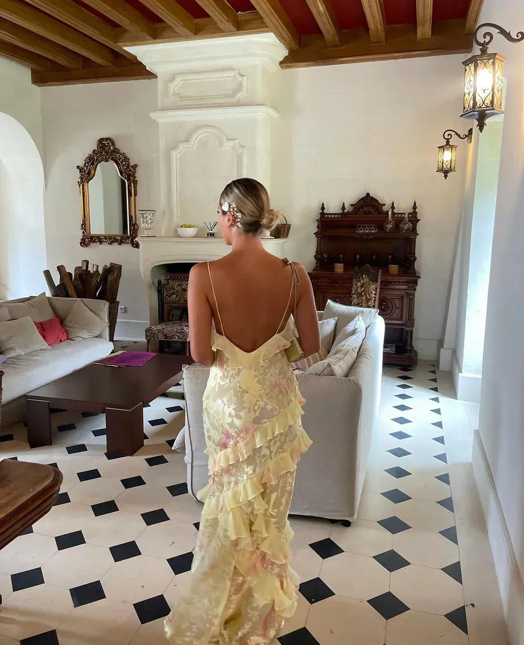 Julie - Vestido Maxi con Volantes de Flujo Etéreo