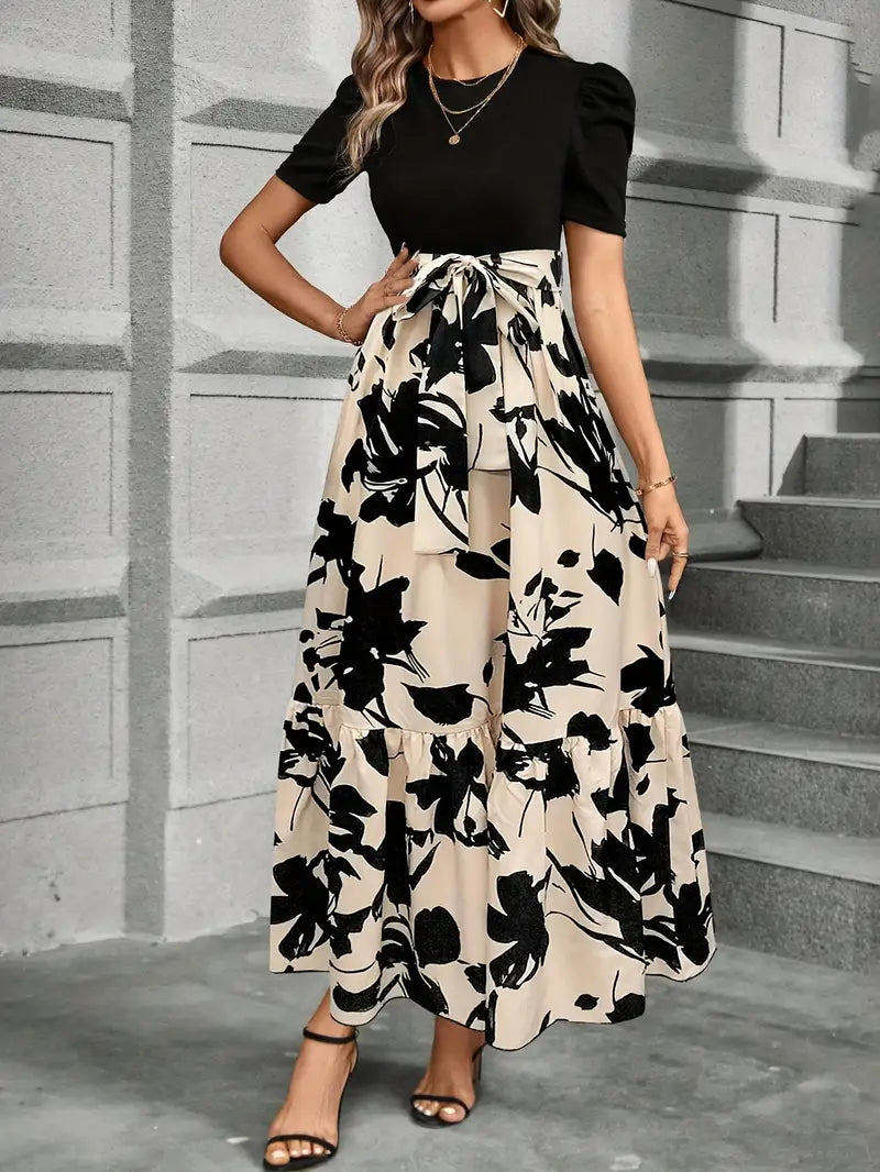 Vestido Maxi con Cintura de Lazo de Gracia Moderna de Luna