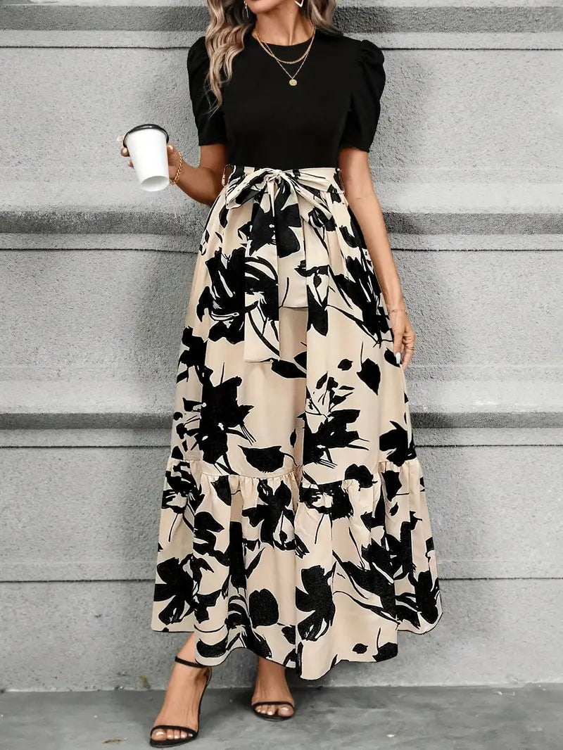 Vestido Maxi con Cintura de Lazo de Gracia Moderna de Luna
