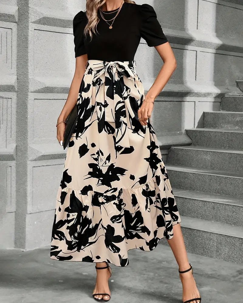 Vestido Maxi con Cintura de Lazo de Gracia Moderna de Luna