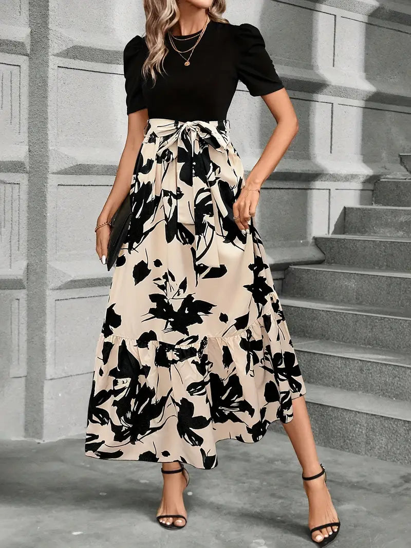 Vestido Maxi con Cintura de Lazo de Gracia Moderna de Luna