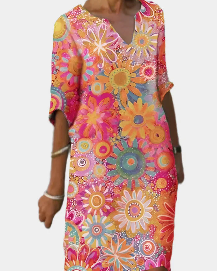 Vestido Colorido con Patrón Floral