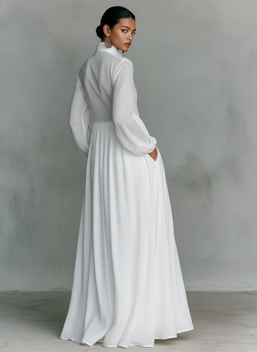 Vestido Maxi de Algodón y Lino