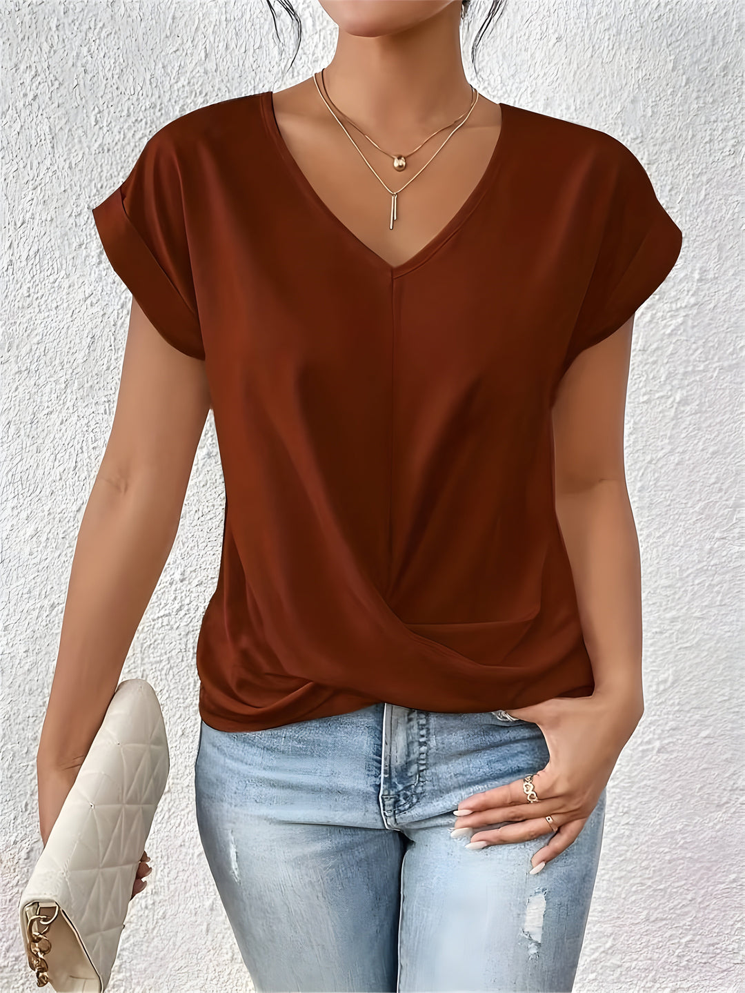 Rut | Top con nudo frontal y escote en V para mujer