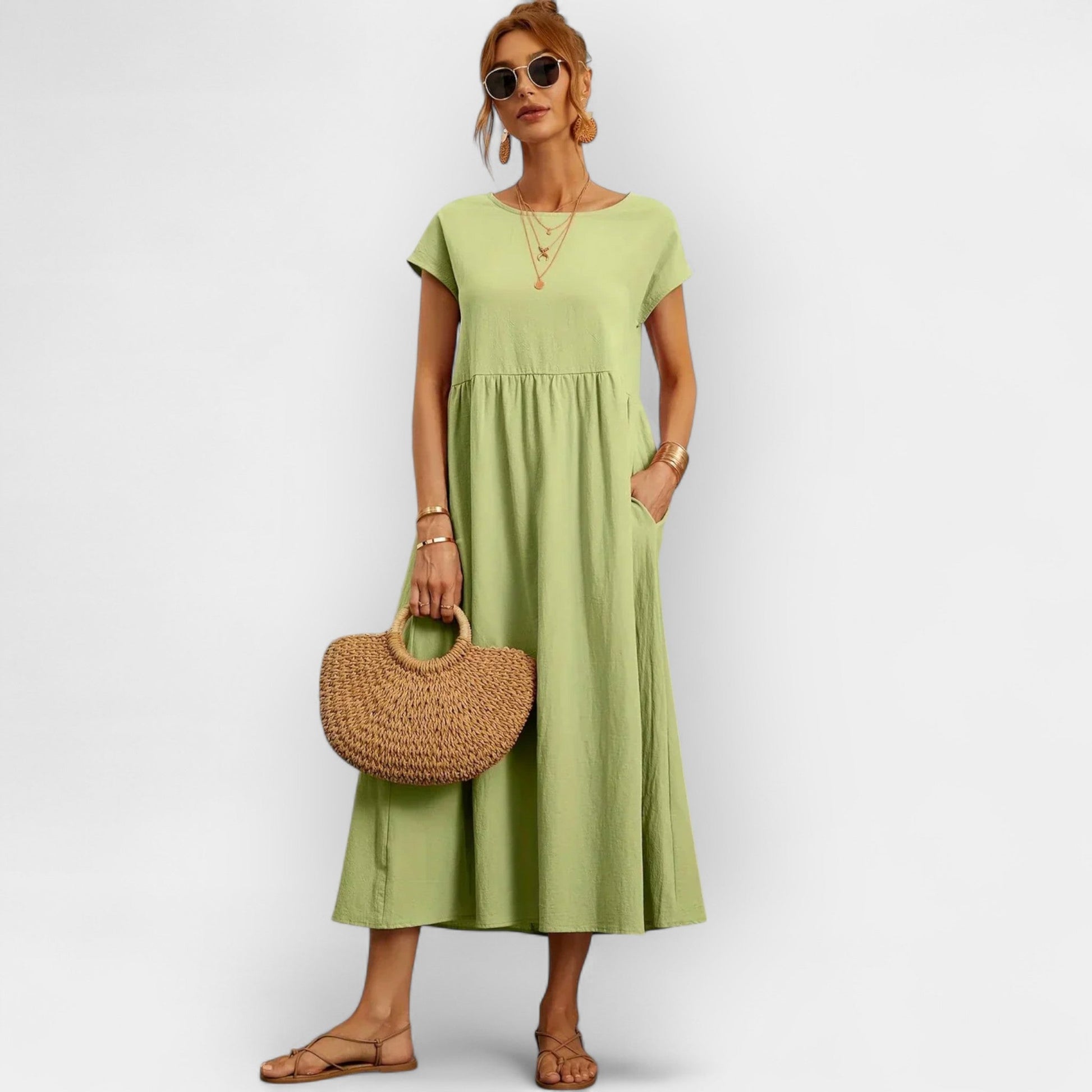 Vestido de Algodón Ligero con Bolsillos