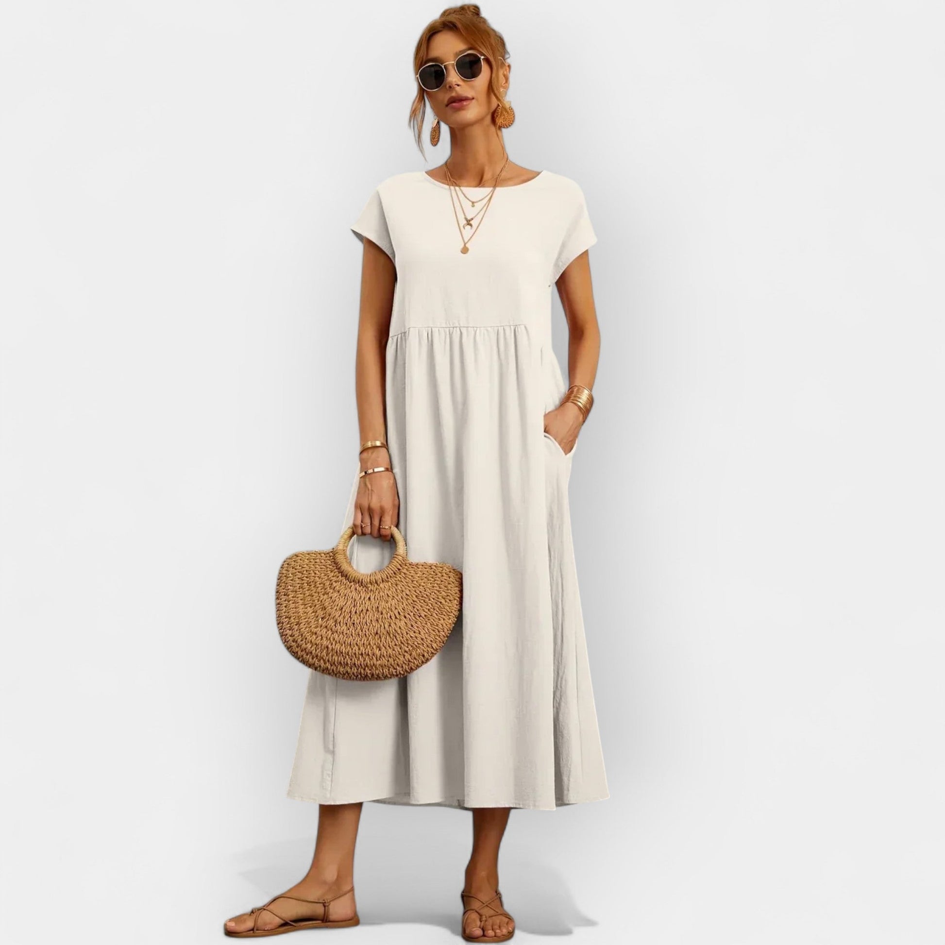 Vestido de Algodón Ligero con Bolsillos
