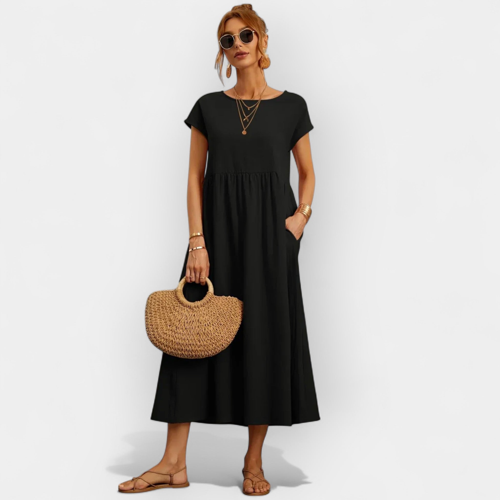 Vestido de Algodón Ligero con Bolsillos