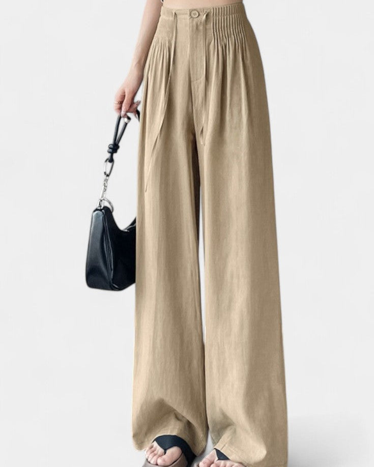 Ilyana Pantalones de Cintura Alta y Pierna Ancha