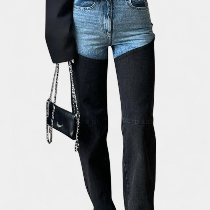 Jeans Mijie de tiro alto con patchwork y pierna recta