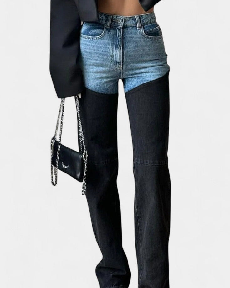 Jeans Mijie de tiro alto con patchwork y pierna recta