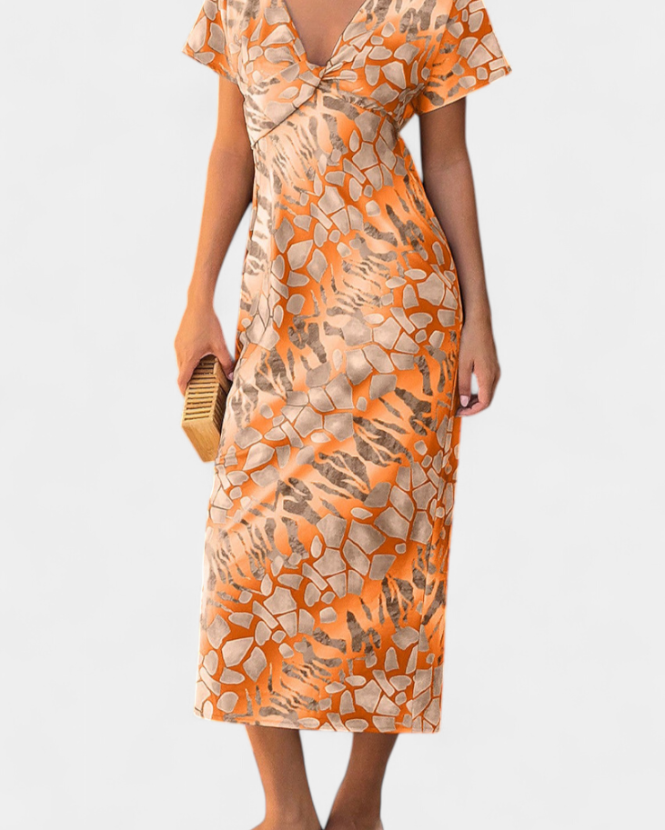 Triana Vestido con Estampado Abstracto y Escote en V