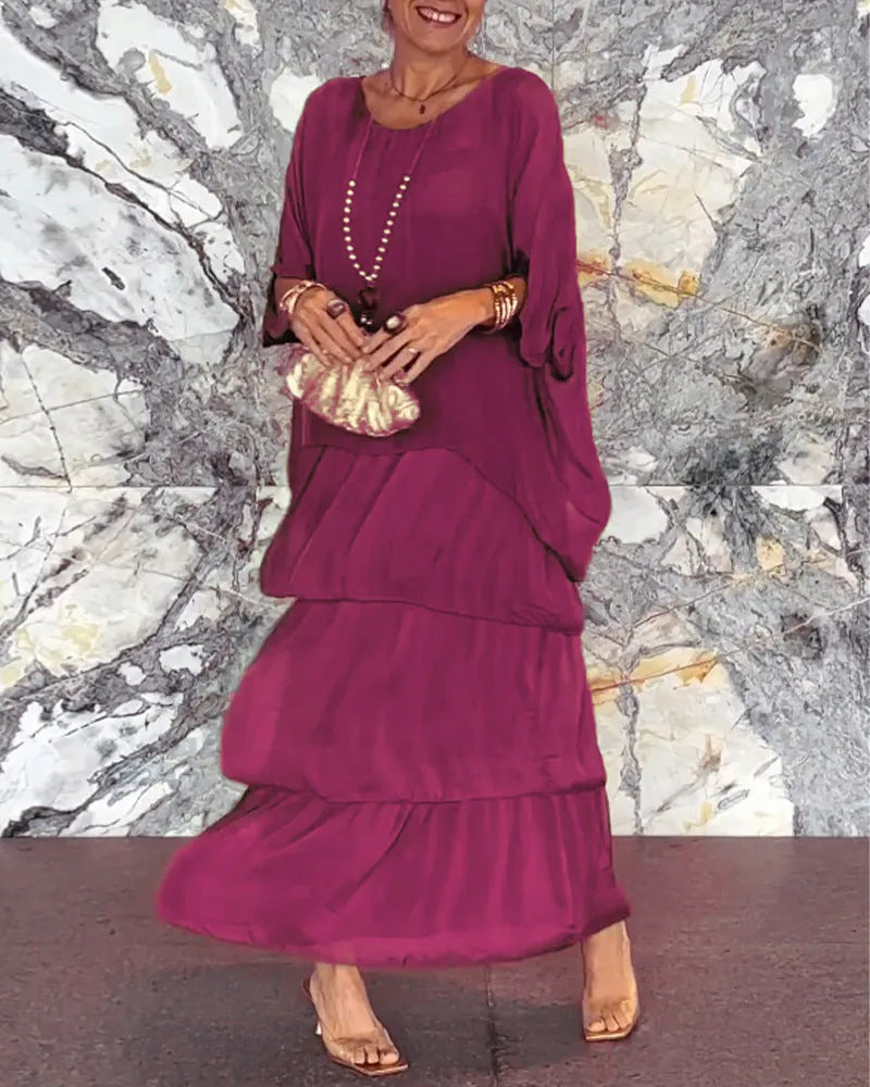 Morgan™ | Vestido Maxi Verde en Capas