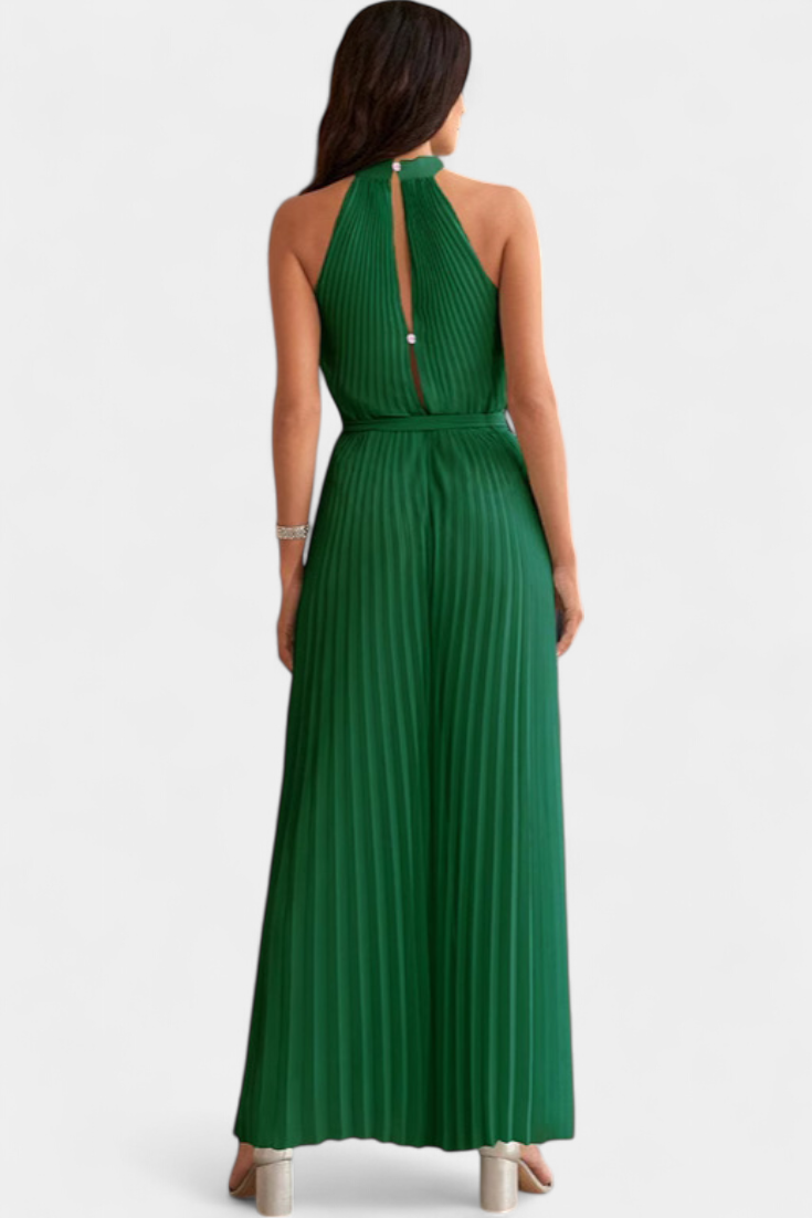 Patrizia | Mono Palazzo Plisado con Cuello Halter