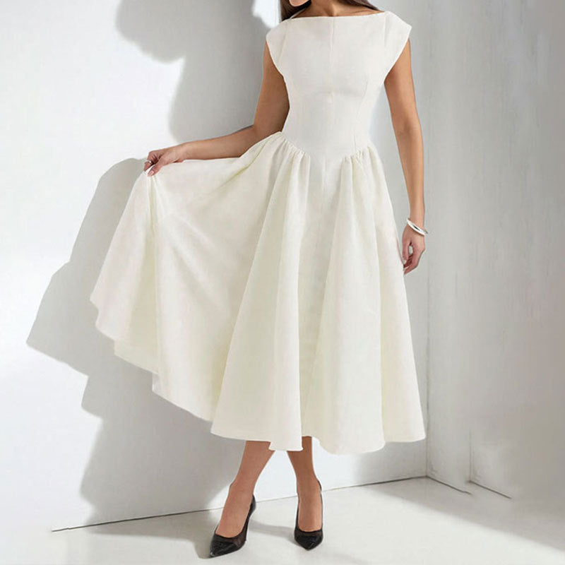 Adele - Vestido Midi con Manga Corta Estructurada