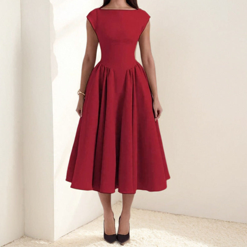 Adele - Vestido Midi con Manga Corta Estructurada