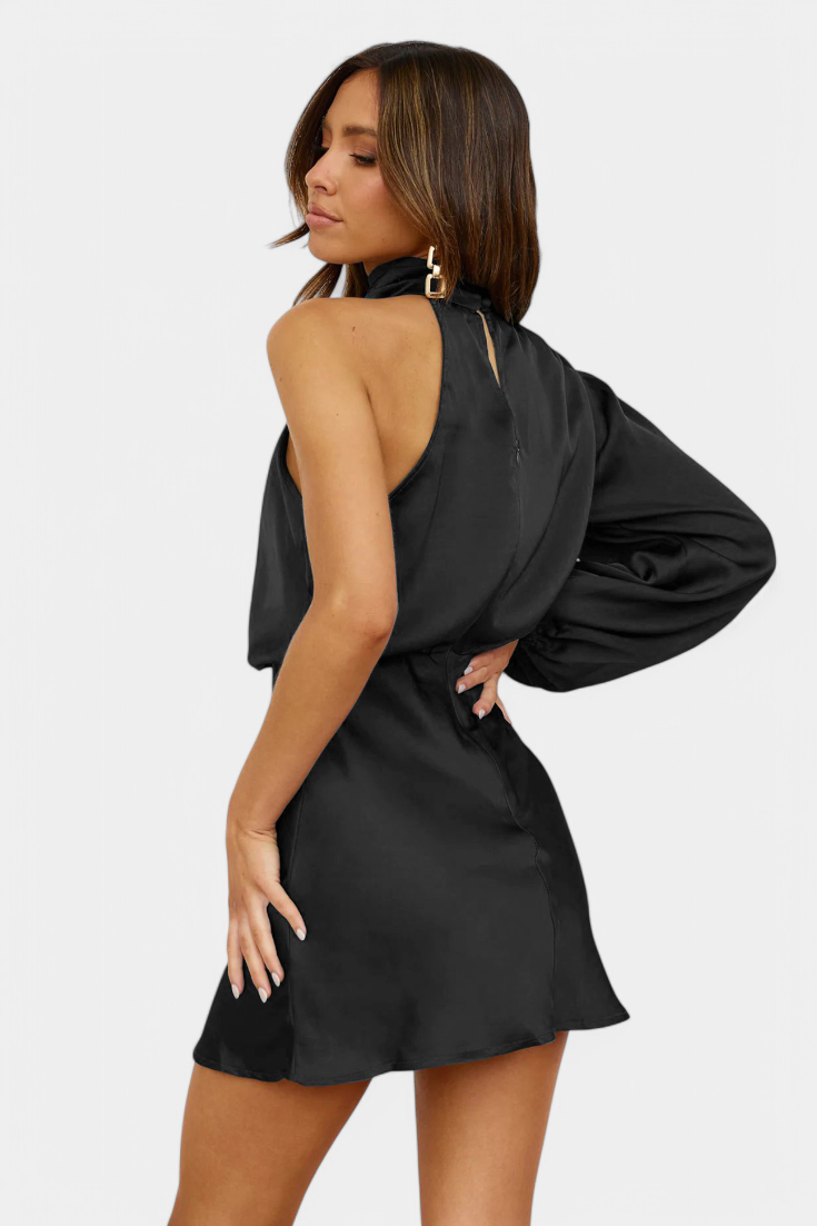 Mara Vestido Mini Drapado de Un Hombro
