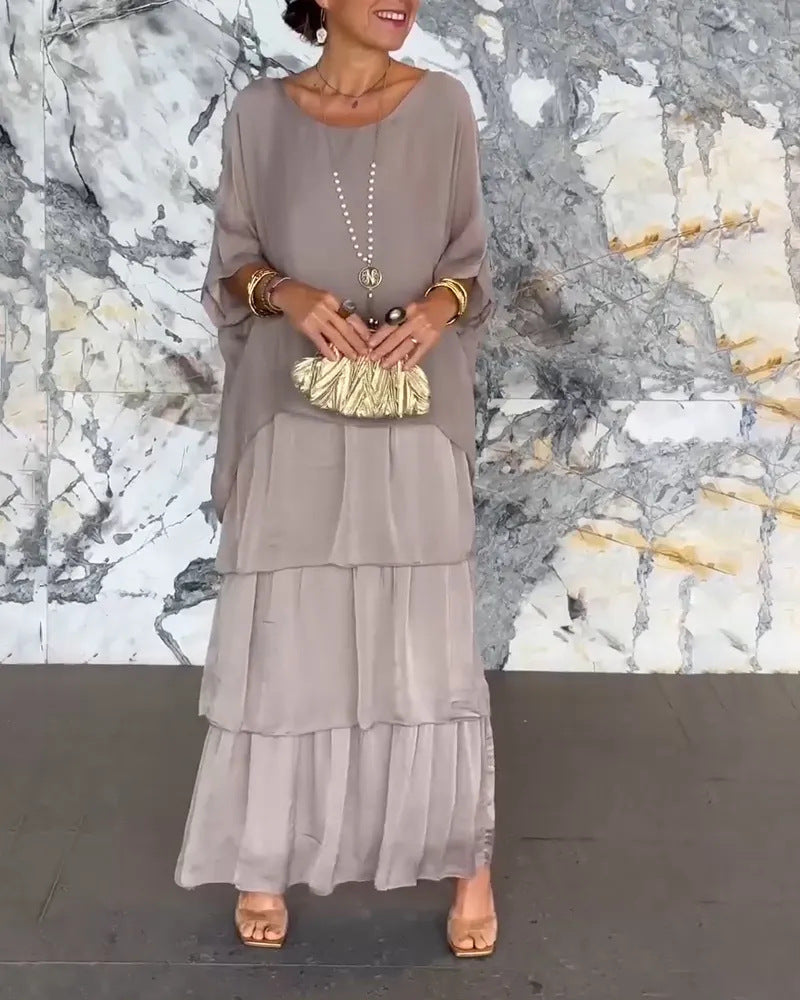 Morgan™ | Vestido Maxi Verde en Capas