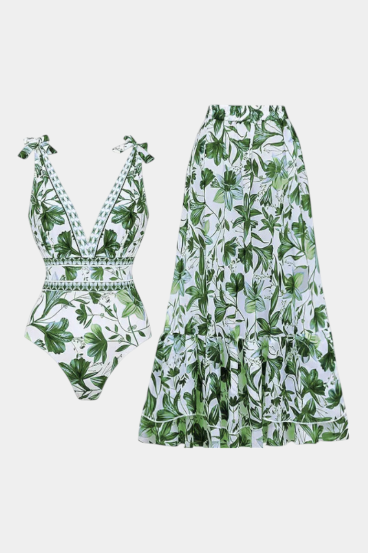 Ahria | Conjunto de Traje de Baño de Una Pieza Floral