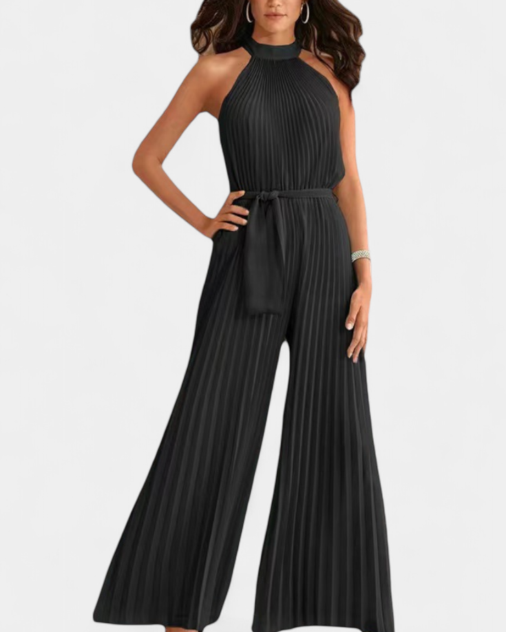 Patrizia | Mono Palazzo Plisado con Cuello Halter