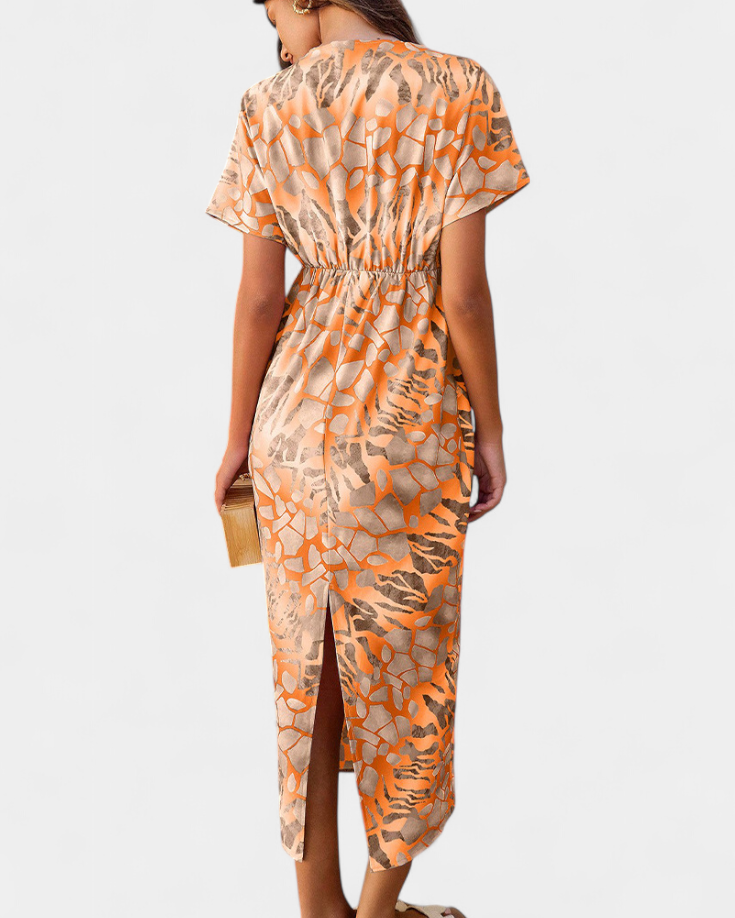 Triana Vestido con Estampado Abstracto y Escote en V
