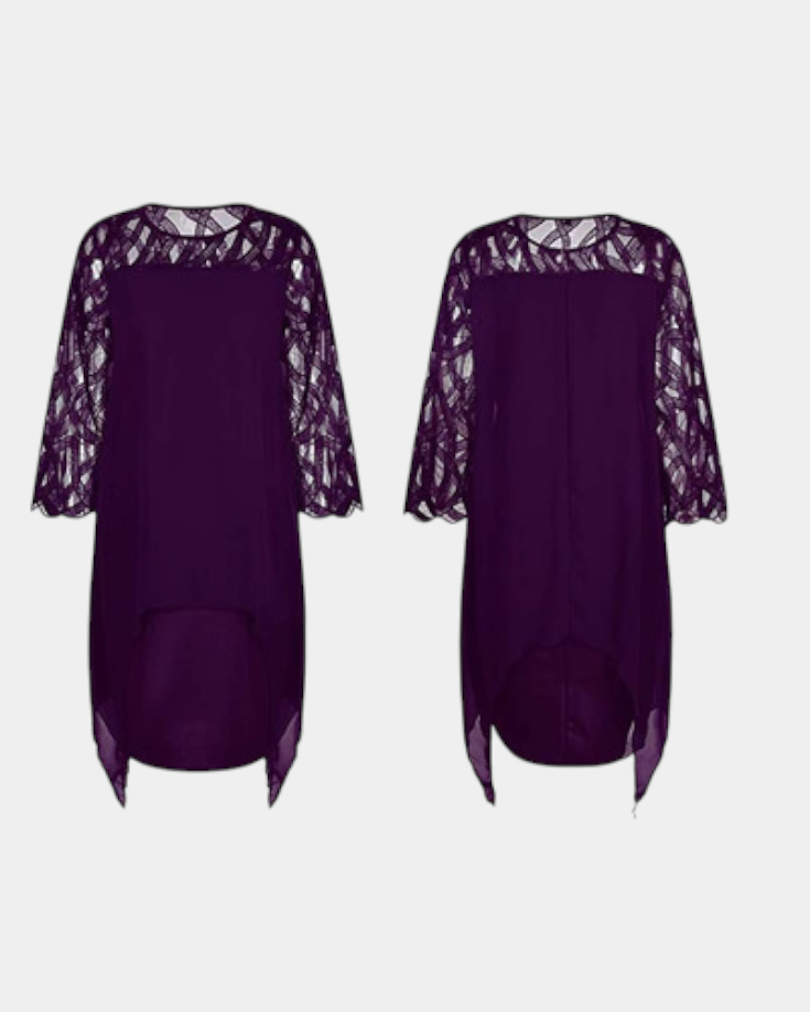 Yana Vestido Talla Grande con Mangas de Encaje