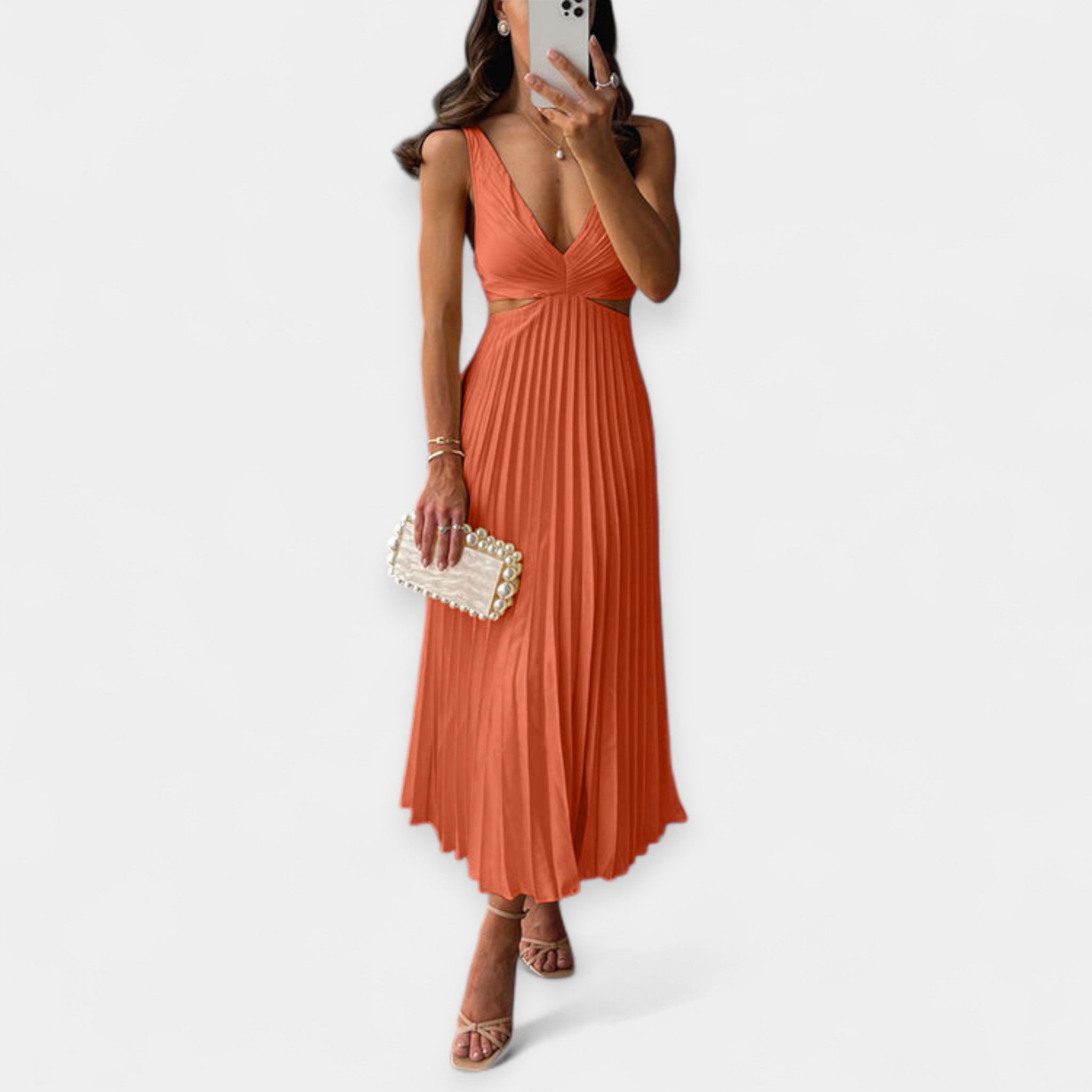 Vestido Maxi con Diseño Plisado